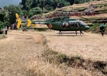 सुत्केरी महिलाको हेलिकप्टर मार्फत उद्वार