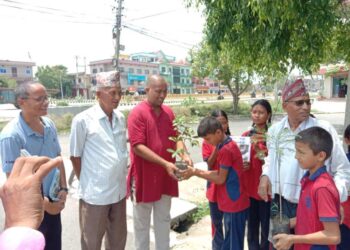 विद्यार्थीद्वारा बटुवालाई बिरुवा वितरण