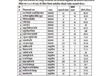 एसईईको नतिजा : त्रिभुवन मावि कम्जोर सगुनको शतप्रतिशत